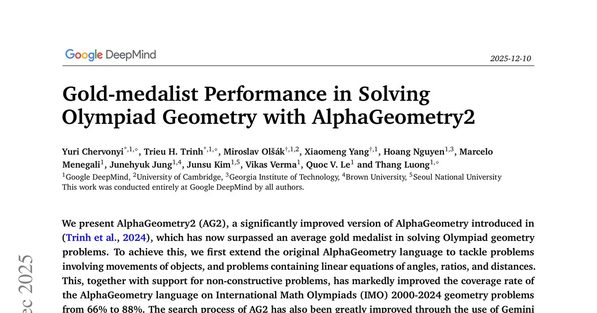 [논문 리뷰] Gold-medalist Performance in Solving Olympiad Geometry with AlphaGeometry2