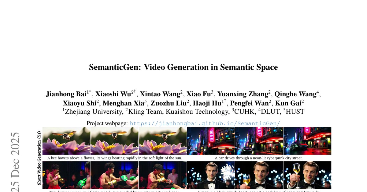 [논문 리뷰] SemanticGen: Video Generation in Semantic Space