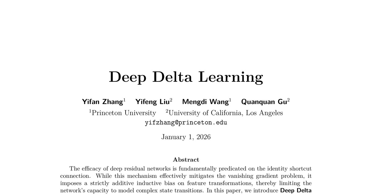 [논문 리뷰] Deep Delta Learning
