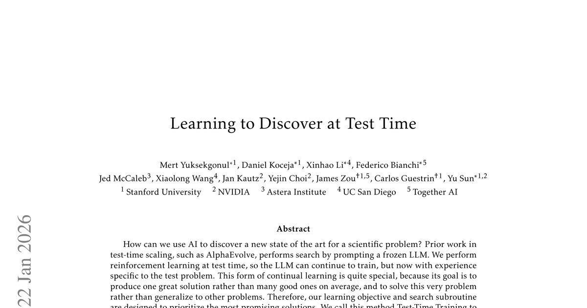 [논문 리뷰] Learning to Discover at Test Time