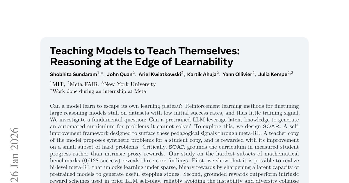 [논문 리뷰] Teaching Models to Teach Themselves: Reasoning at the Edge of Learnability