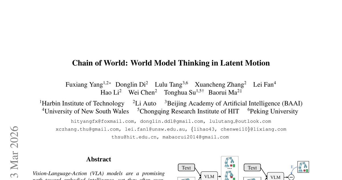 [논문 리뷰] Chain of World: World Model Thinking in Latent Motion