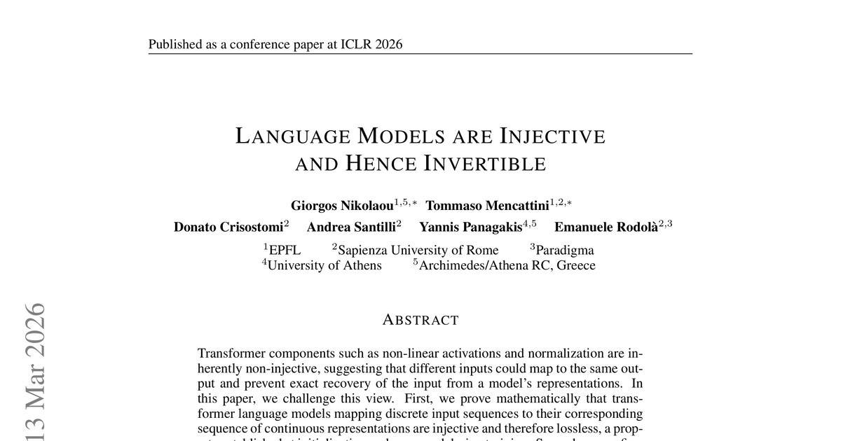 [논문 리뷰] Language Models are Injective and Hence Invertible
