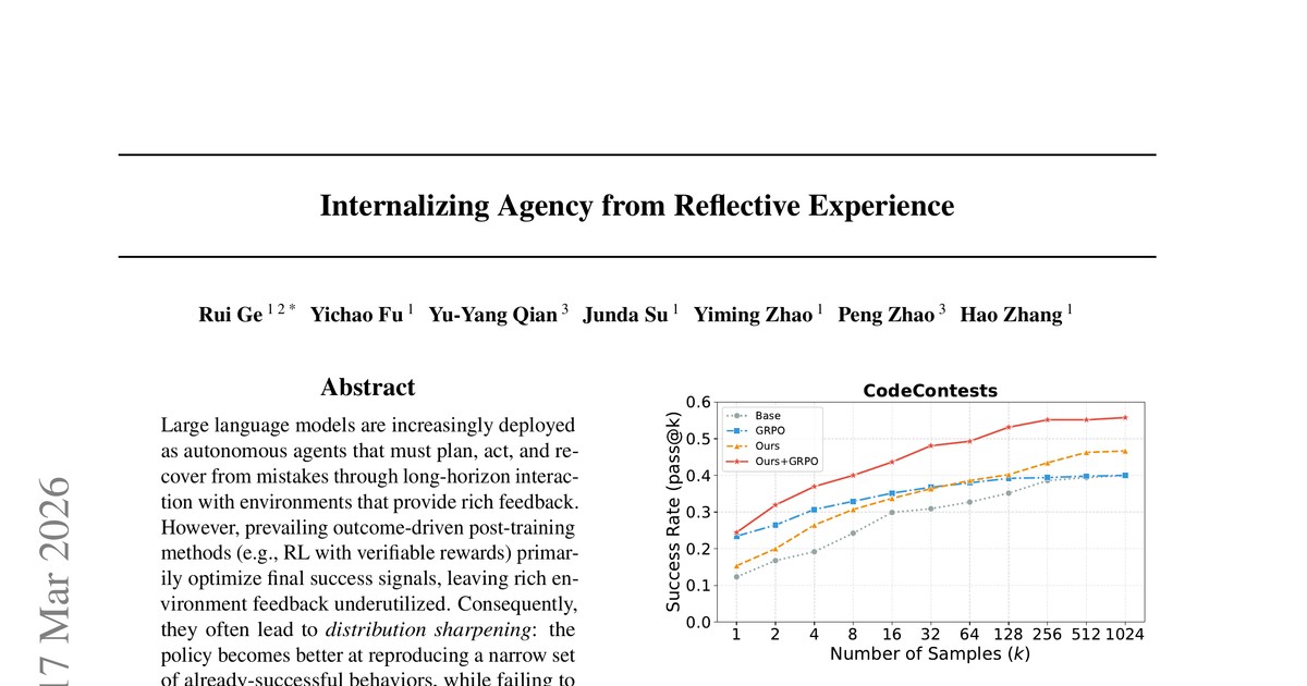 [논문 리뷰] Internalizing Agency from Reflective Experience