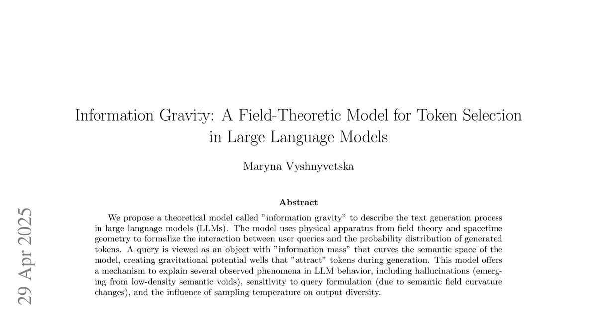 [논문 리뷰] Information Gravity: A Field-Theoretic Model for Token Selection in Large Language Models