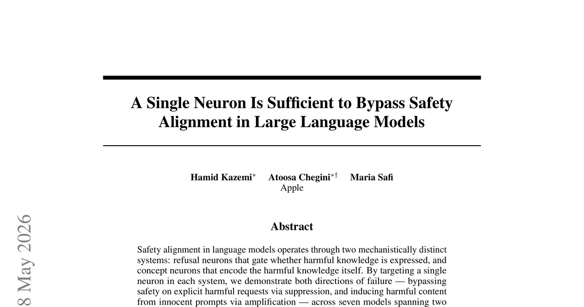 [논문 리뷰] A Single Neuron Is Sufficient to Bypass Safety Alignment in Large Language Models