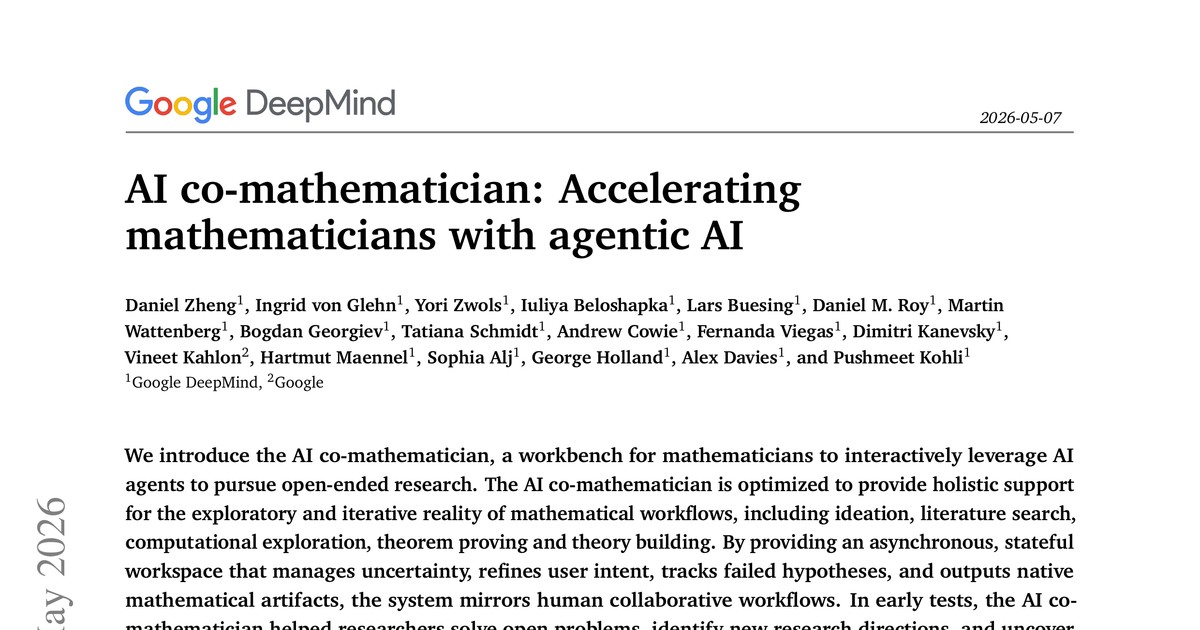 [논문 리뷰] AI co-mathematician: Accelerating mathematicians with agentic AI