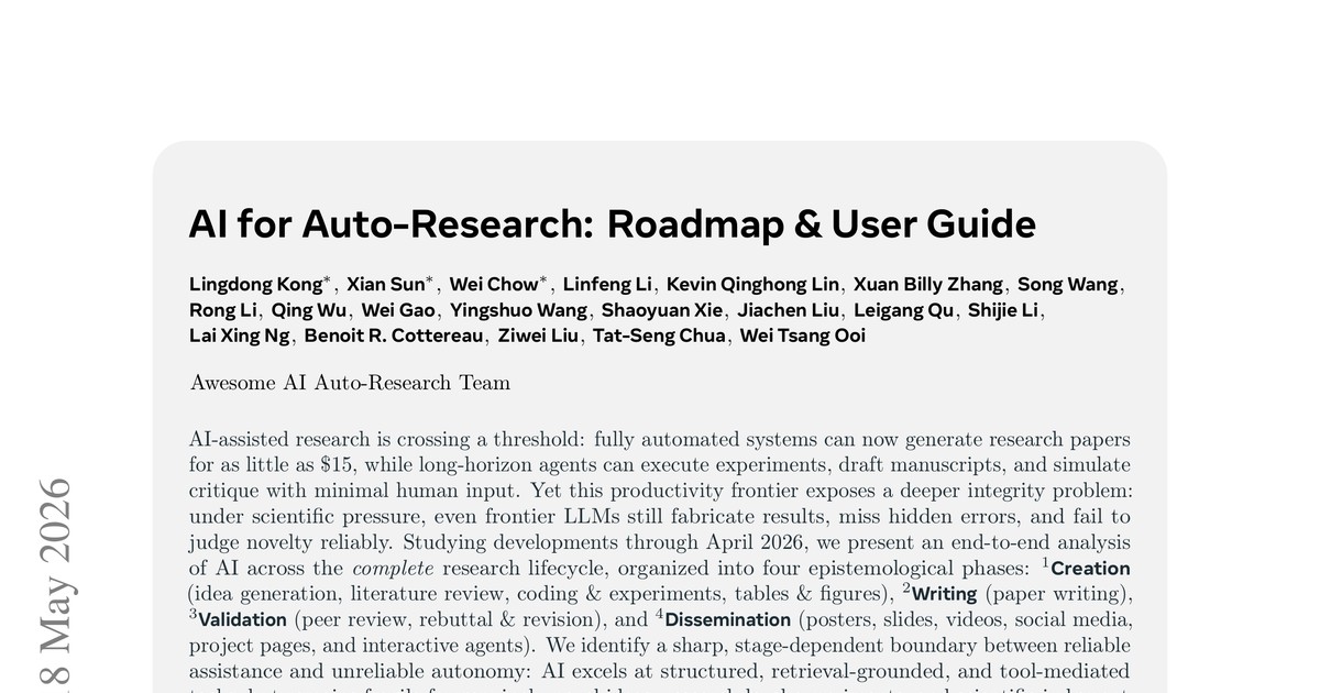 [논문 리뷰] AI for Auto-Research: Roadmap &amp; User Guide